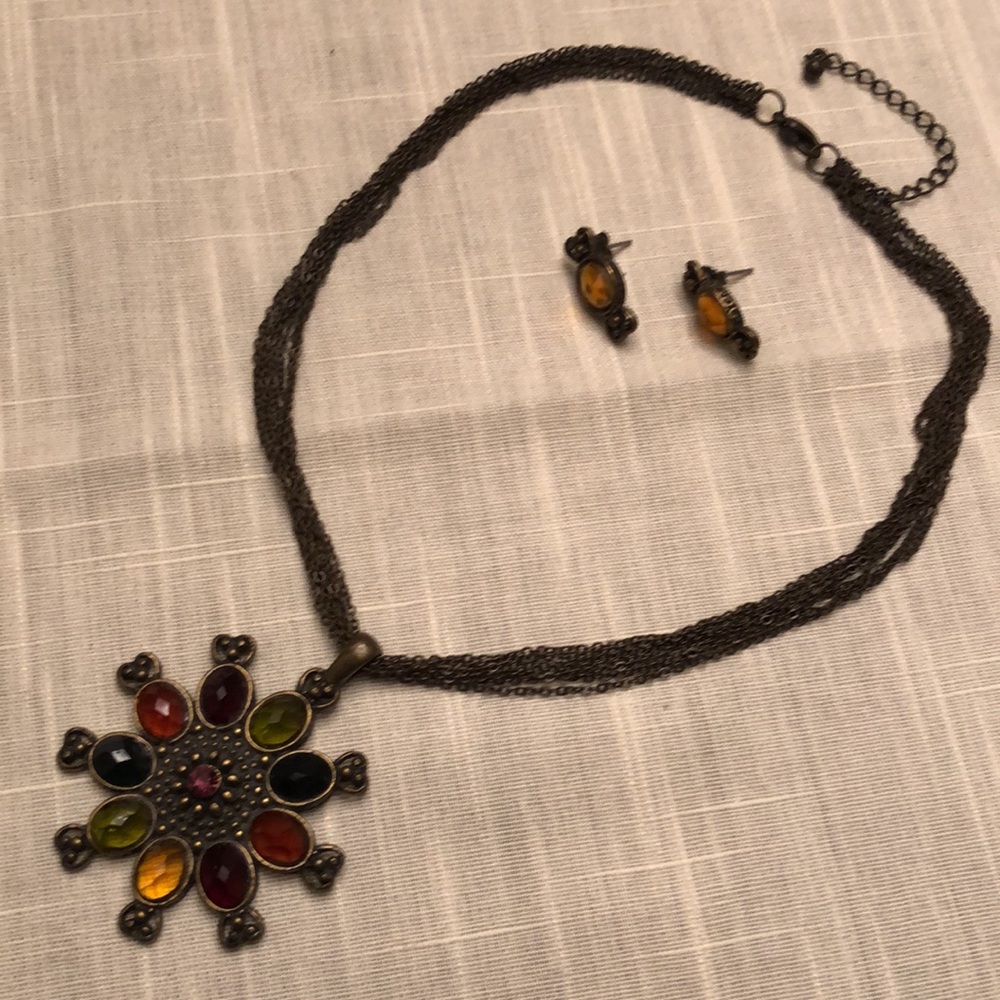 VINTAGE BIJOUX TERNER NECKLACE & EARRINGS NICKEL LEAD & CADMIUM FREE - # 542